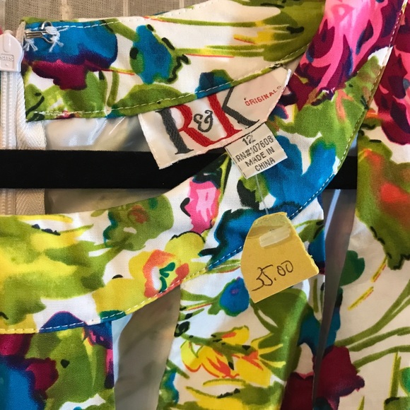 Vintage Floral Print Sleeveless Knee Length A Line Dress - Picture 7 of 7